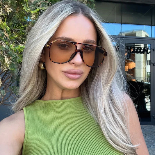 Protective Glasses Fashion Large Frame Square Women Sunglasses Colorful Lens Gradient Sun Glasses Outdoor Casual Eyewear UV400