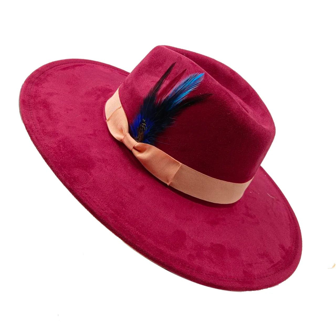 Suede fedora hat heart top 9.5cm brim feather accessories wide brim jazz hat men and women panama hat  sombrero mujer gorras