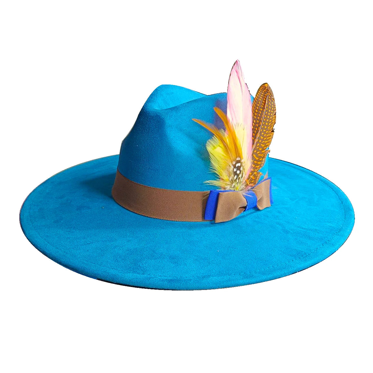 Suede fedora hat heart top 9.5cm brim feather accessories wide brim jazz hat men and women panama hat  sombrero mujer gorras