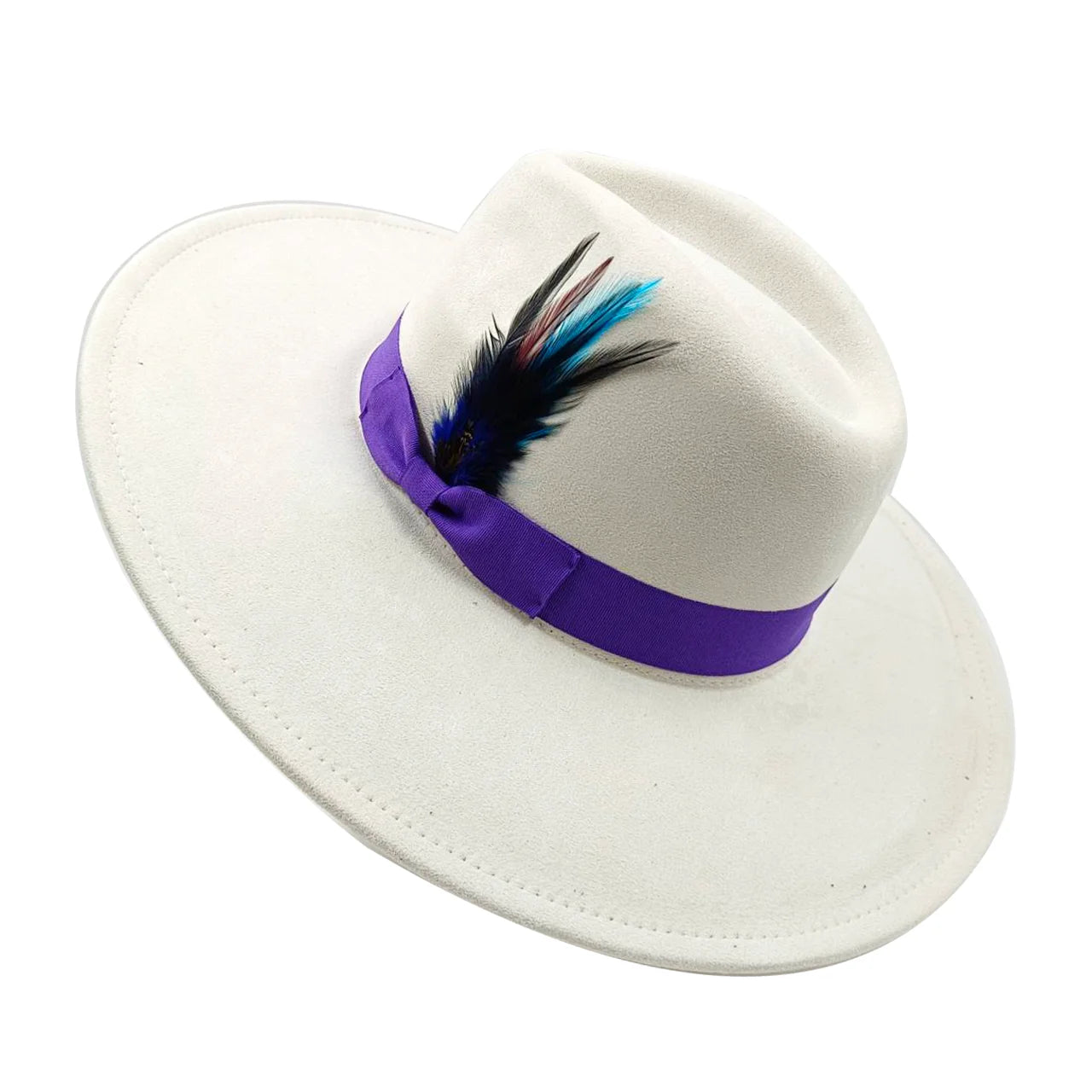 Suede fedora hat heart top 9.5cm brim feather accessories wide brim jazz hat men and women panama hat  sombrero mujer gorras