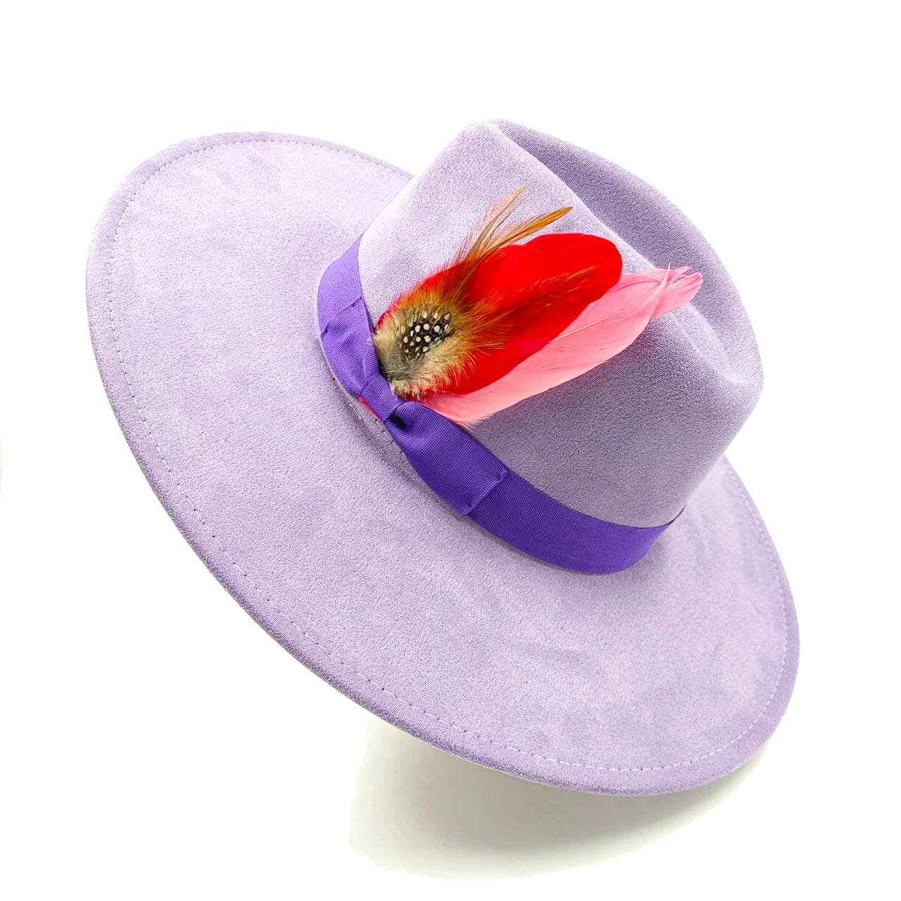 Suede fedora hat heart top 9.5cm brim feather accessories wide brim jazz hat men and women panama hat  sombrero mujer gorras