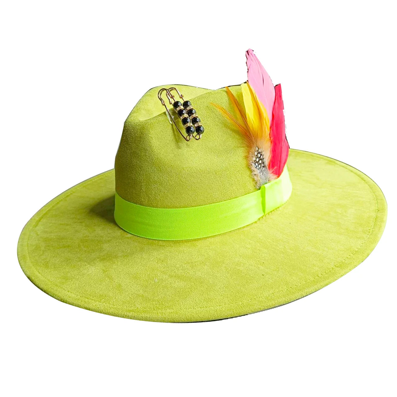 Suede fedora hat heart top 9.5cm brim feather accessories wide brim jazz hat men and women panama hat  sombrero mujer gorras