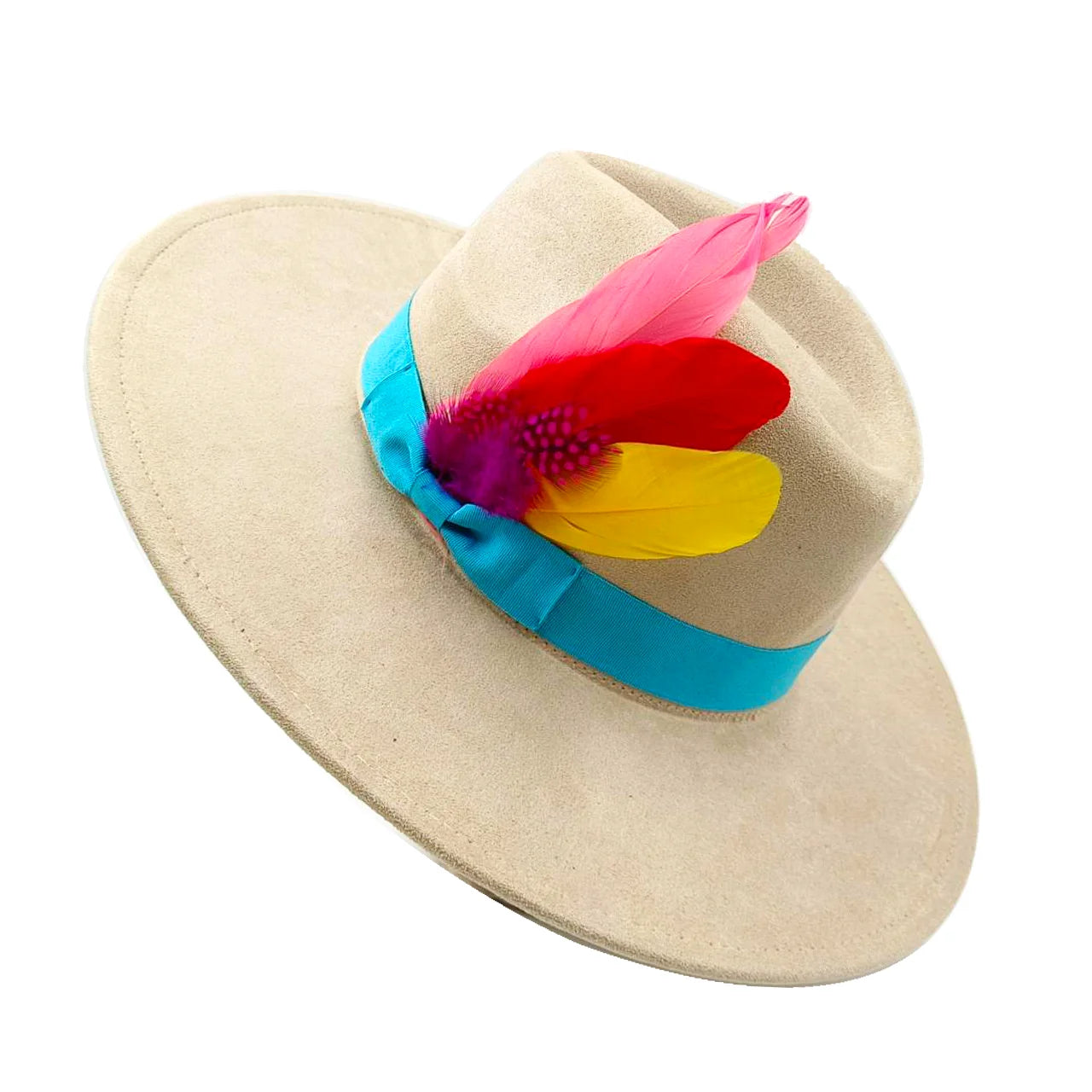Suede fedora hat heart top 9.5cm brim feather accessories wide brim jazz hat men and women panama hat  sombrero mujer gorras