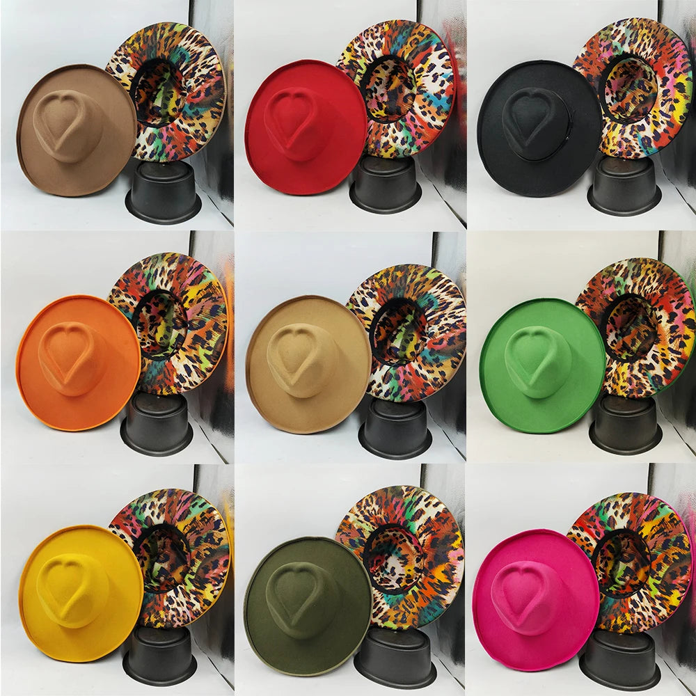 Fedora Hat for Women/Men Luxury Big brim Panama Jazz Hat Heart Top Design Classic Gentleman Elegant Hat Wholesale